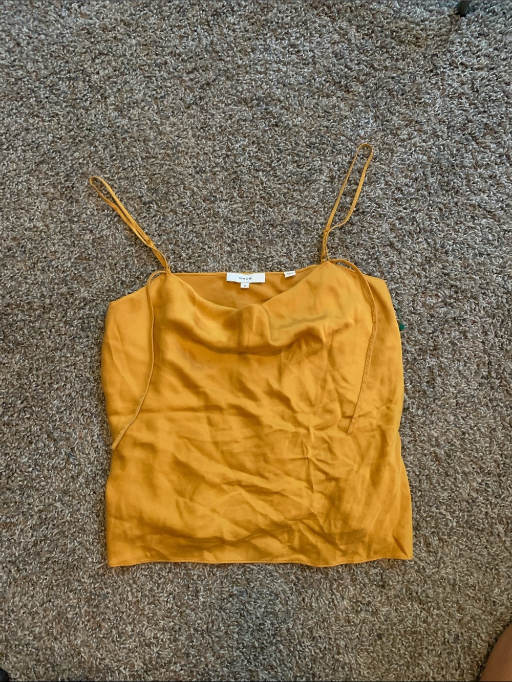 Vince Mustard Satin Cowl Neck Camisole